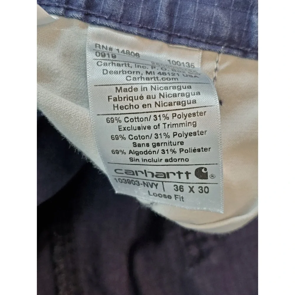Carhartt Men Pants 36X30 Navy Blue Cargo Broxton Work Pants Loose Fit Y2K READ